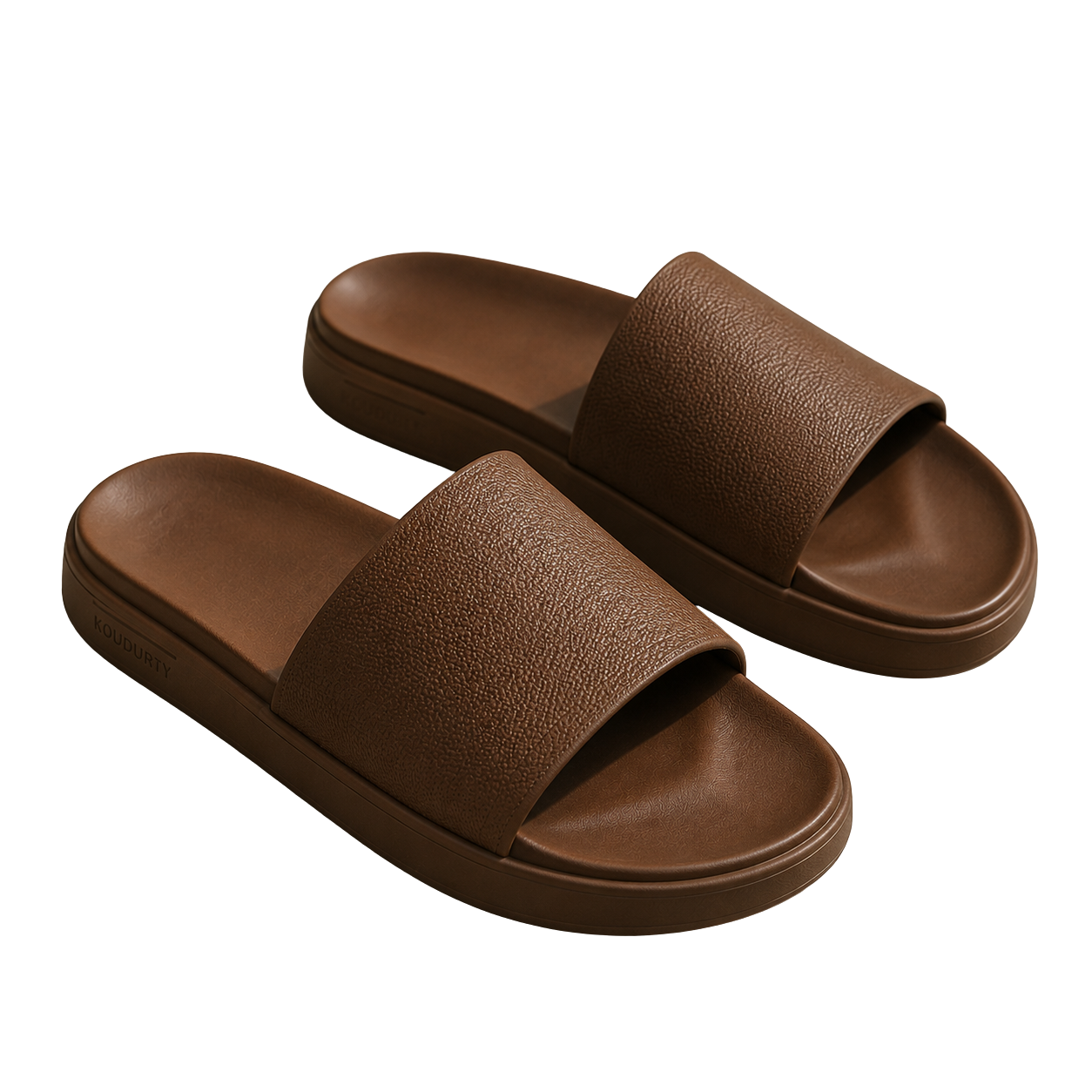 Modern Brown Textured Comfort Slides | Koudurty