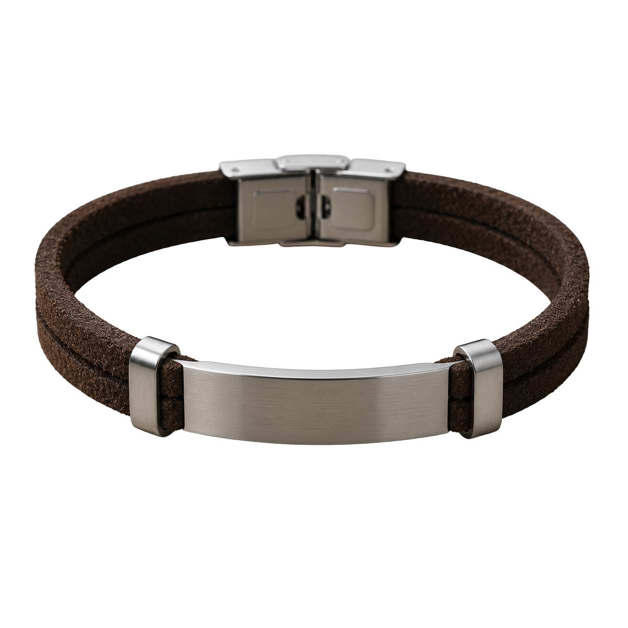 Brown Suede & Stainless Steel Bracelet | Koudurty