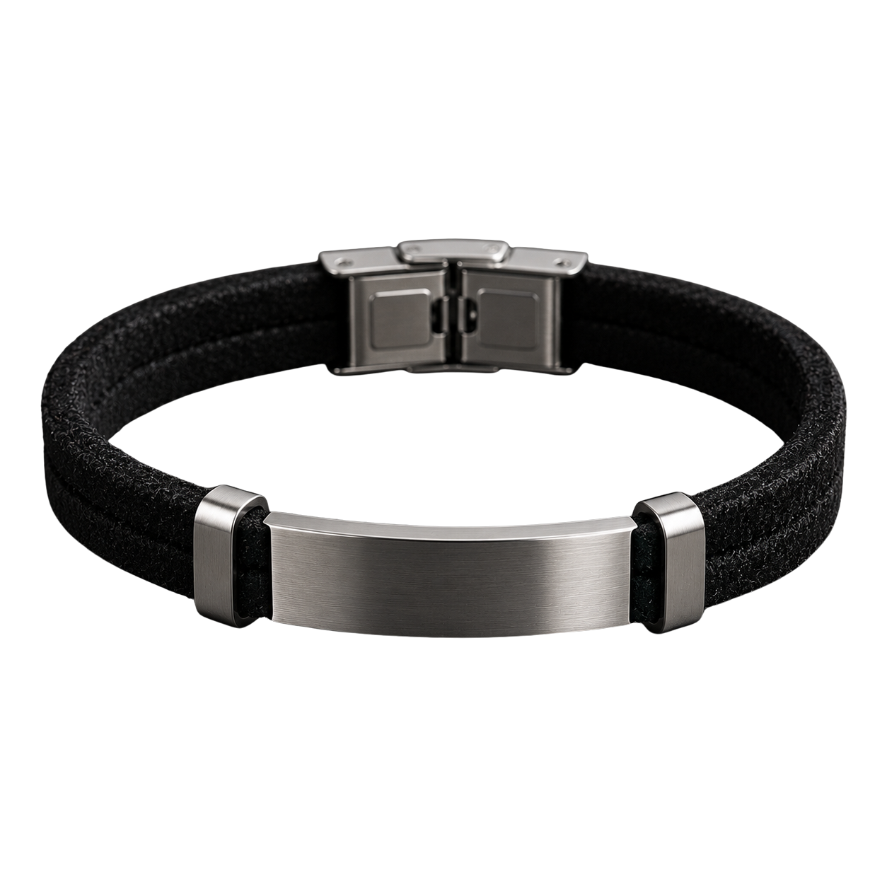 Black Suede & Stainless Steel Bracelet | Koudurty