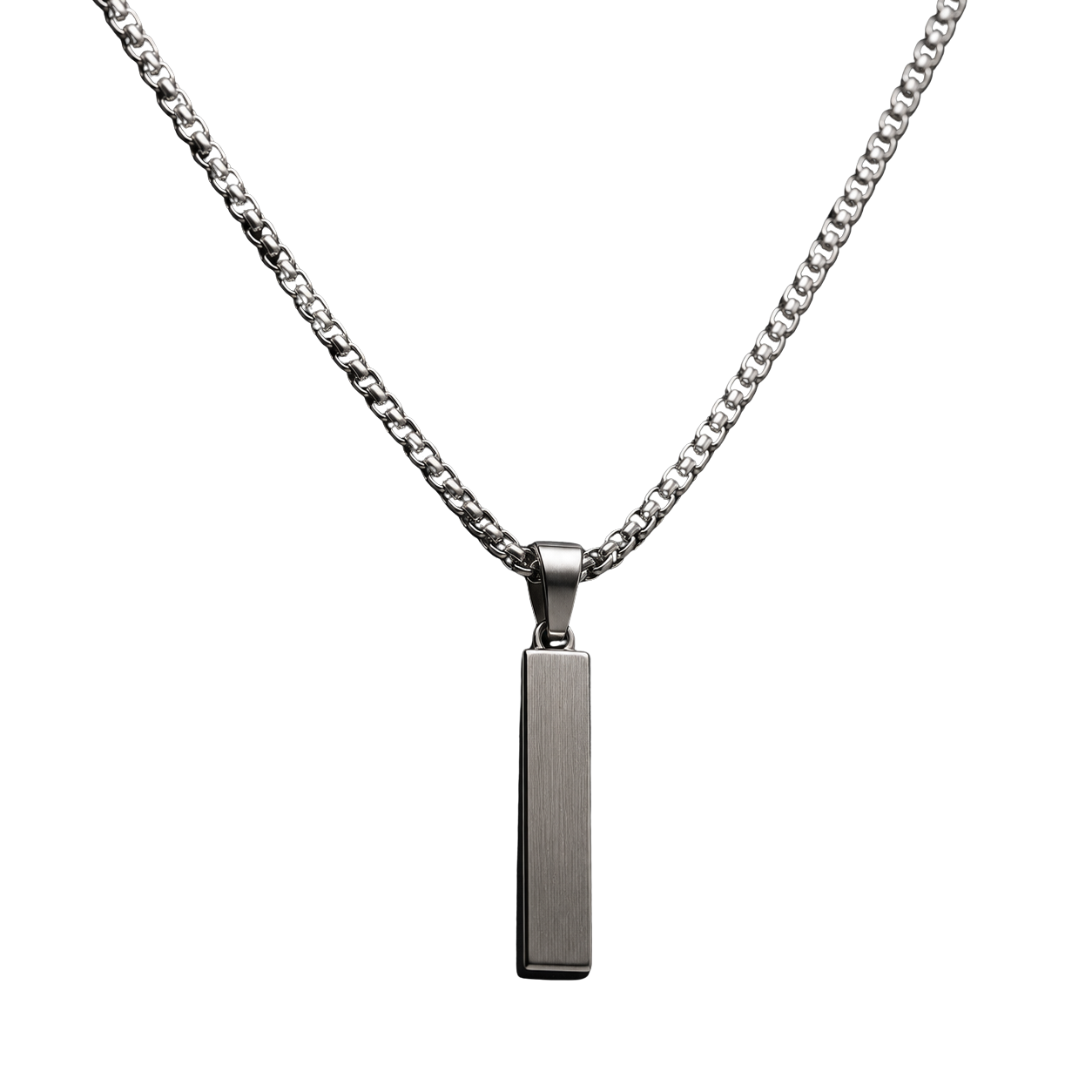 Brushed Stainless Steel Pendant Necklace | Koudurty