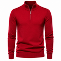 Red Merino Wool Quarter-Zip Sweater | Koudurty